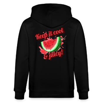 Watermelon / Keep it cool & Juicy - Stanley/Stella Unisex Bio-Kapuzenjacke CULTIVATOR  - Schwarz - Hinten - Anna (173cm)