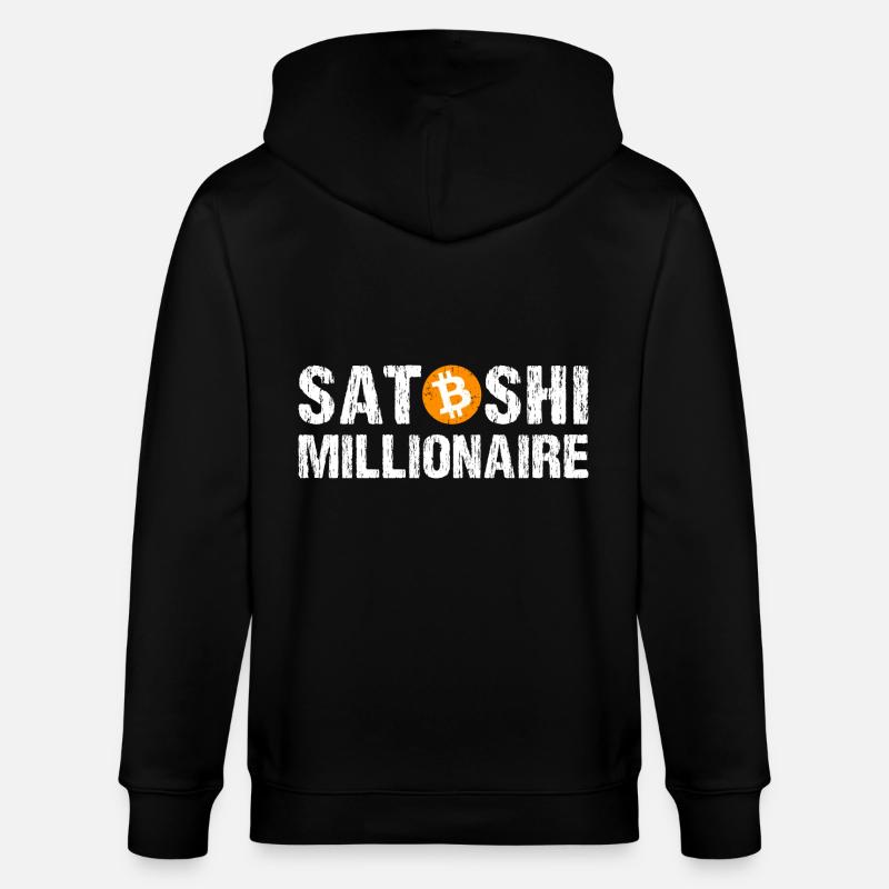 Satoshi Millionaire Cryptomonnaie Bitcoin - Veste à capuche bio CULTIVATOR Stanley/Stella Unisexe - noir