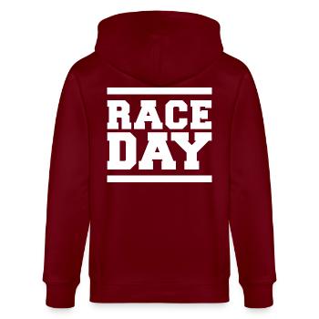 race day Formula Autorennen Symbol Logo icon - Stanley/Stella Unisex Bio-Kapuzenjacke CULTIVATOR  - Burgunderrot - Hinten - Anna (173cm)