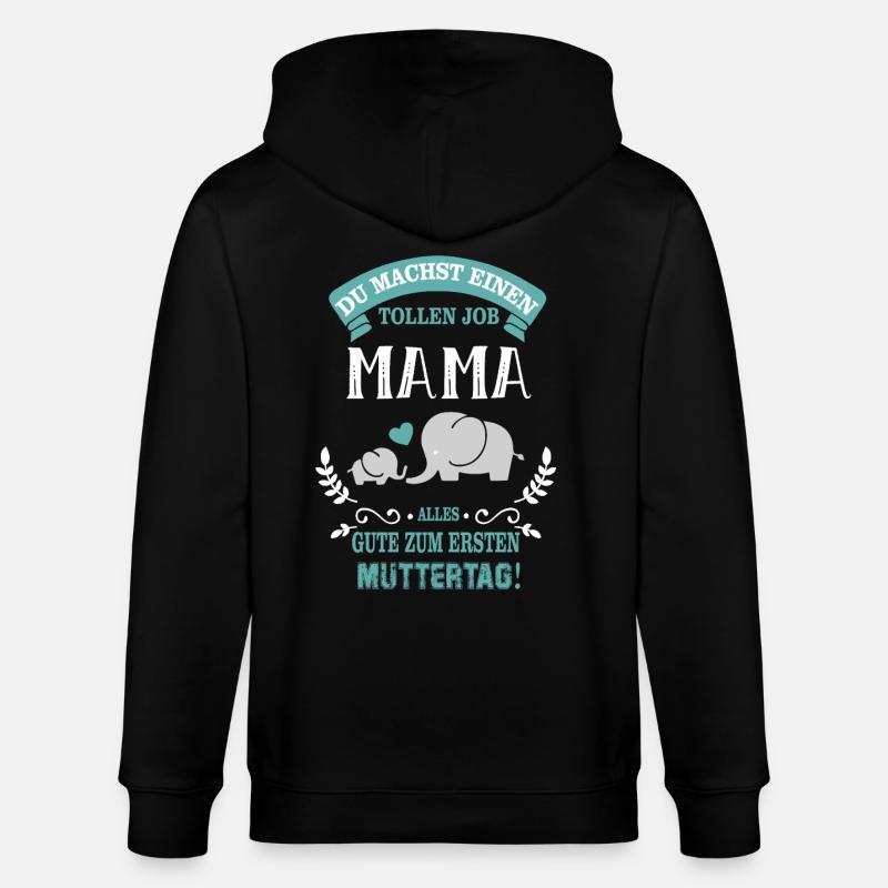 Muttertag Elefant - Stanley/Stella Unisex Bio-Kapuzenjacke CULTIVATOR  - Schwarz