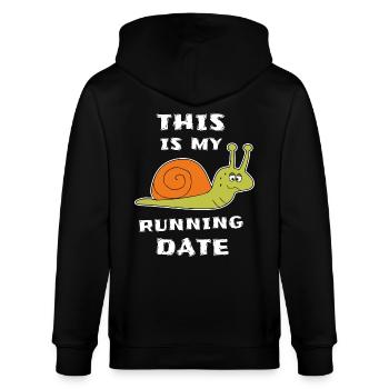Langsame Schnecke Läufer Joggen - Stanley/Stella Unisex Bio-Kapuzenjacke CULTIVATOR  - Schwarz - Hinten - Anna (173cm)