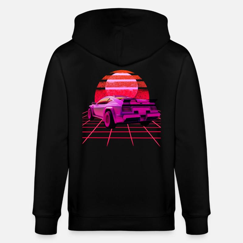 Retro Wave super Car Sunset - Stanley/Stella Unisex Bio-Kapuzenjacke CULTIVATOR  - Schwarz