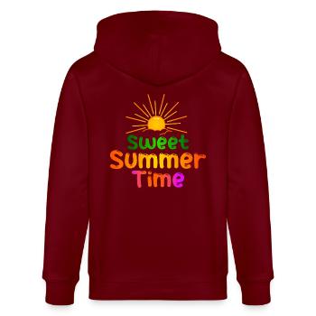 sweet summertime - Stanley/Stella Unisex Bio-Kapuzenjacke CULTIVATOR  - Burgunderrot - Hinten - Anna (173cm)