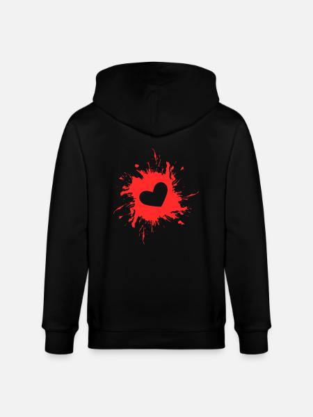 Heart stain ink red - Stanley/Stella CULTIVATOR Unisex Organic Hooded Jacket - black