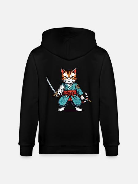 Samurai-Katze - Stanley/Stella Unisex Bio-Kapuzenjacke CULTIVATOR - Schwarz