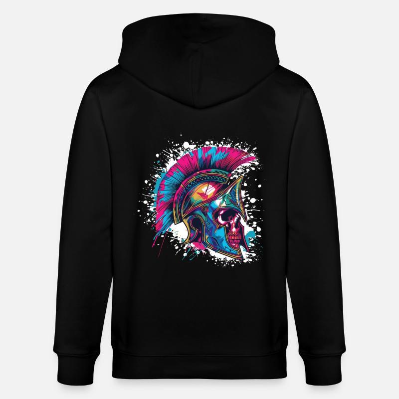 Spartan Skull Gladiator - Stanley/Stella CULTIVATOR  Unisex Organic Hooded Jacket - black