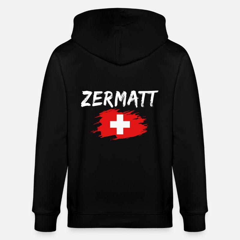 Zermatt Suisse Drapeau - Veste à capuche bio CULTIVATOR Stanley/Stella Unisexe - noir