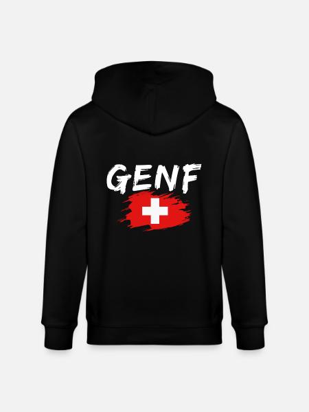 Geneva Flag Switzerland - Stanley/Stella CULTIVATOR  Unisex Organic Hooded Jacket - black