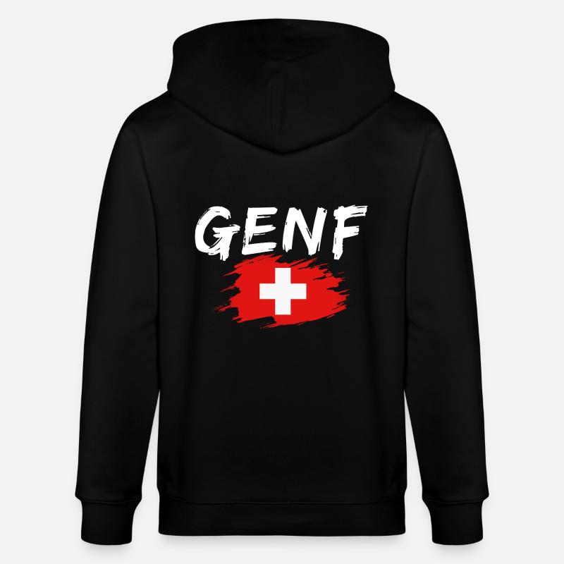 Genf Flagge Schweiz - Stanley/Stella Unisex Bio-Kapuzenjacke CULTIVATOR - Schwarz