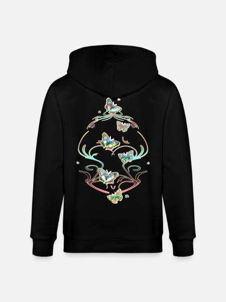 Butterflies Tendrils Ornaments Patterns - Stanley/Stella CULTIVATOR  Unisex Organic Hooded Jacket - black