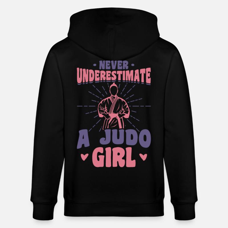 Unterschätze niemals ein Judo Mädchen - Stanley/Stella Unisex Bio-Kapuzenjacke CULTIVATOR  - Schwarz