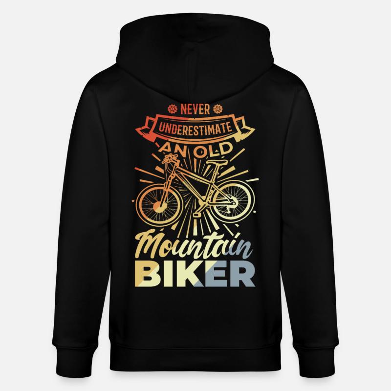 Never Underestimate A Old Mountain Biker - Stanley/Stella Unisex Bio-Kapuzenjacke CULTIVATOR - Schwarz