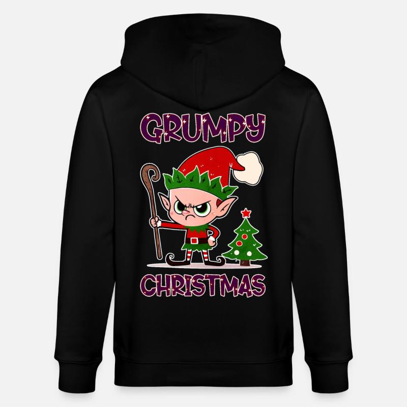 Grumpy Christmas Elf - Stanley/Stella Unisex Bio-Kapuzenjacke CULTIVATOR  - Schwarz