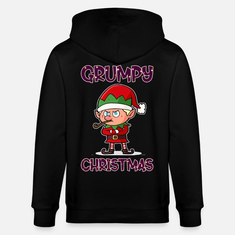 Grumpy Christmas Elf - Stanley/Stella Unisex Bio-Kapuzenjacke CULTIVATOR  - Schwarz
