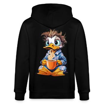 Canard du matin avec café - Veste à capuche bio CULTIVATOR Stanley/Stella Unisexe - noir - Dos - Anna (173cm)