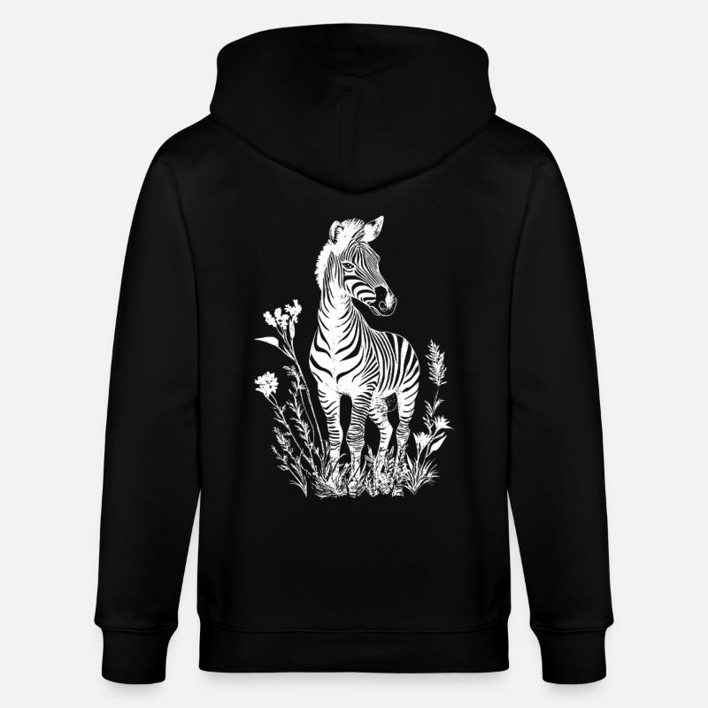 Zebra Blumen Floral - Stanley/Stella Unisex Bio-Kapuzenjacke CULTIVATOR  - Schwarz