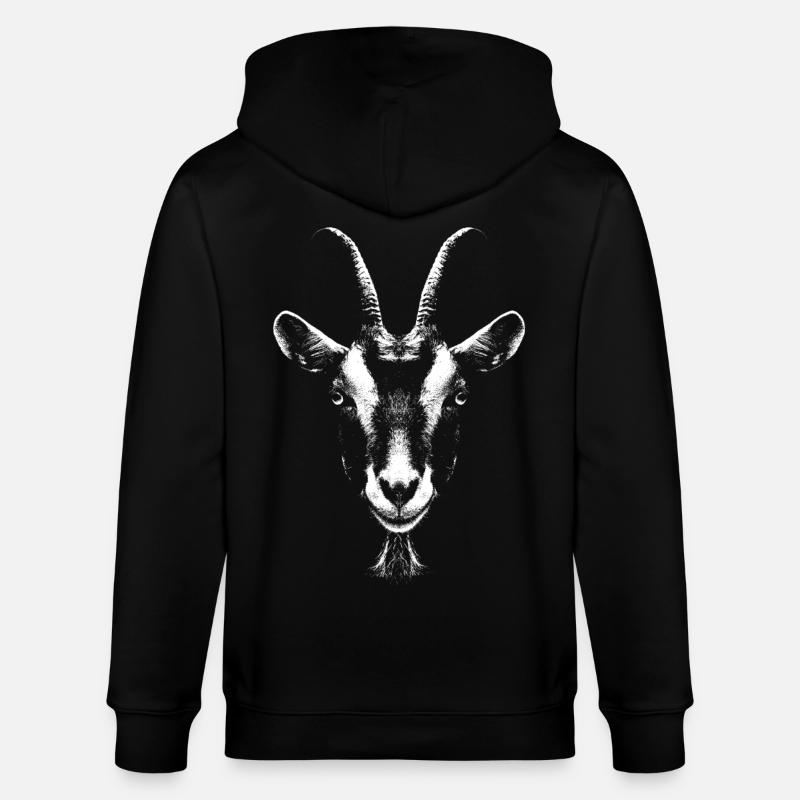 Chèvre / Chèvre / Portrait / Tête - Veste à capuche bio CULTIVATOR Stanley/Stella Unisexe - noir