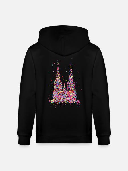 Cologne Cathedral, confetti - Stanley/Stella CULTIVATOR  Unisex Organic Hooded Jacket - black