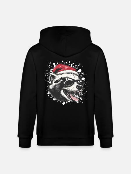 Skunk Christmas Funny - Stanley/Stella CULTIVATOR Unisex Organic Hooded Jacket - black