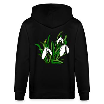 Perce-neige, fleurs, pétales, floral, printemps - Veste à capuche bio CULTIVATOR Stanley/Stella Unisexe - noir - Dos - Anna (173cm)