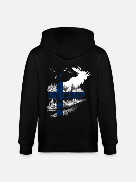 MOOSE FINLAND FLAG HOLIDAY - Stanley/Stella CULTIVATOR  Unisex Organic Hooded Jacket - black