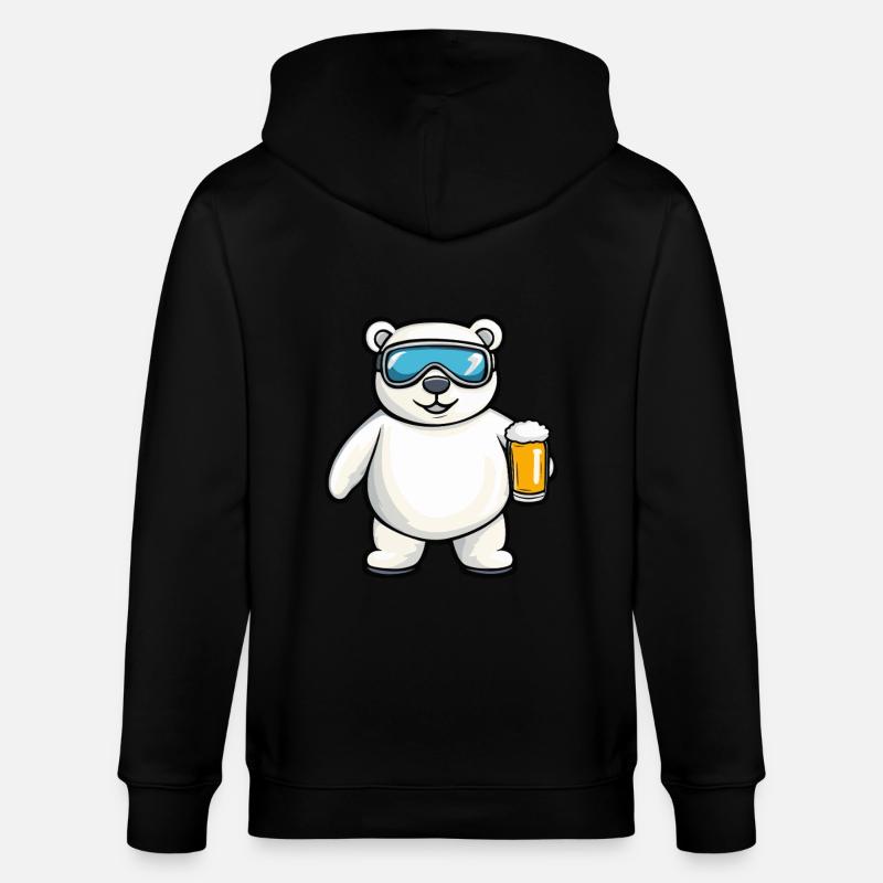 Eisbär Apres Ski Bier Comic - Stanley/Stella Unisex Bio-Kapuzenjacke CULTIVATOR - Schwarz