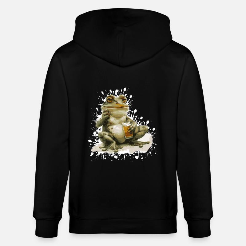 Frosch Bier Lustig - Stanley/Stella Unisex Bio-Kapuzenjacke CULTIVATOR  - Schwarz