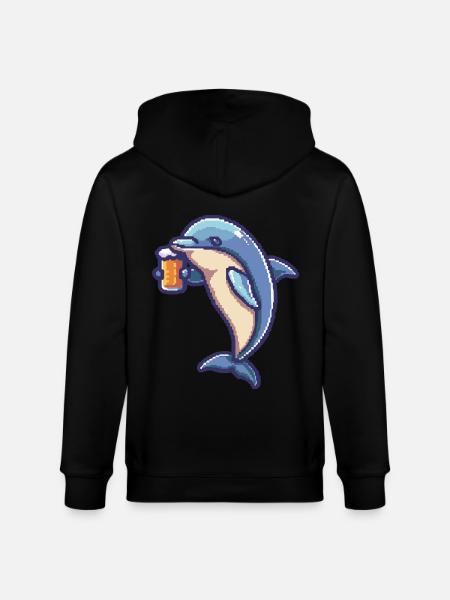 Delfin Pixel Beer - Stanley/Stella CULTIVATOR Unisex Organic Hooded Jacket - black