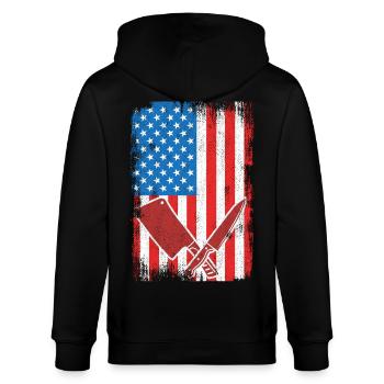 US Flagge Schlachter - Stanley/Stella Unisex Bio-Kapuzenjacke CULTIVATOR  - Schwarz - Hinten - Anna (173cm)