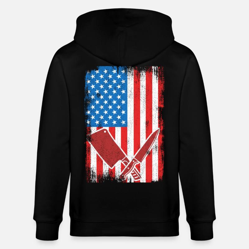 Boucher du drapeau des États-Unis - Veste à capuche bio CULTIVATOR Stanley/Stella Unisexe - noir