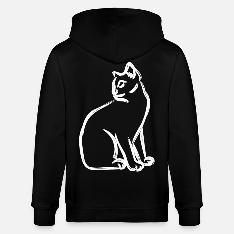 Dessin de chat - Veste à capuche bio CULTIVATOR Stanley/Stella Unisexe - noir