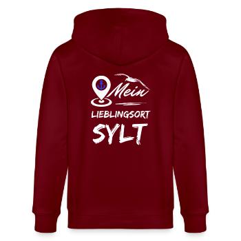 Sylt mon endroit préféré-l’île préférée Sylt-Möwe - Veste à capuche bio CULTIVATOR Stanley/Stella Unisexe - bordeaux - Dos - Anna (173cm)