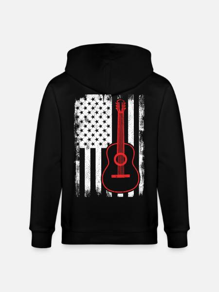 4th of July Guitar United States - Stanley/Stella CULTIVATOR Unisex Organic Hooded Jacket - black
