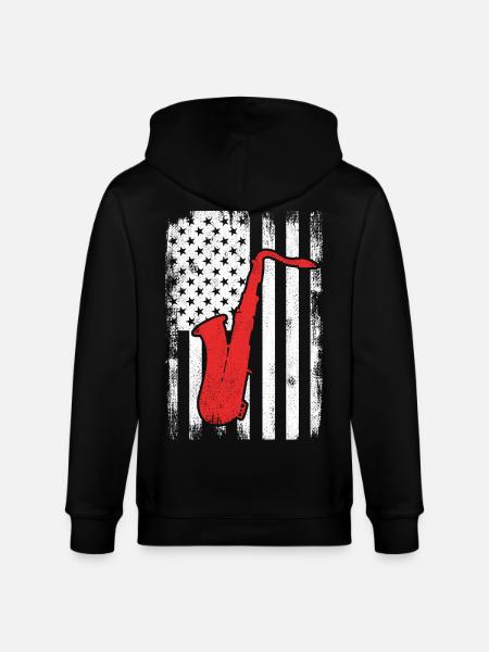 Patriotic US saxophonist - Stanley/Stella CULTIVATOR  Unisex Organic Hooded Jacket - black