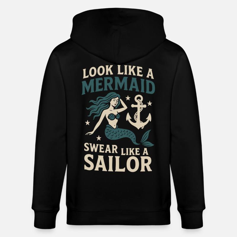 Regard de sirène, paroles de marin - Veste à capuche bio CULTIVATOR Stanley/Stella Unisexe - noir