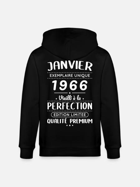 60th Anniversary - January 1966 Perfection - Stanley/Stella CULTIVATOR  Unisex Organic Hooded Jacket - black