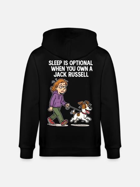 Müder Hundebesitzer & Jack Russell Comic - Stanley/Stella Unisex Bio-Kapuzenjacke CULTIVATOR  - Schwarz