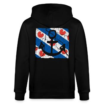 Friesland Anchor - Stanley/Stella CULTIVATOR  Unisex Organic Hooded Jacket - black - Back - Anna (173cm)