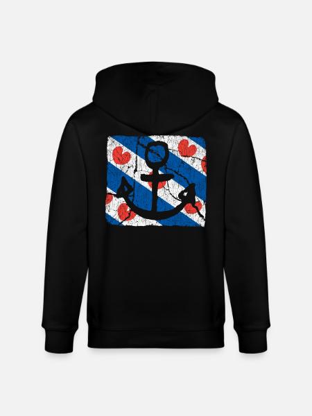 Friesland Anchor - Stanley/Stella CULTIVATOR Unisex Organic Hooded Jacket - black