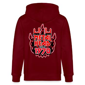 METALHEAD since 1970 - Stanley/Stella CULTIVATOR  Unisex Organic Hooded Jacket - burgundy - Back - Anna (173cm)