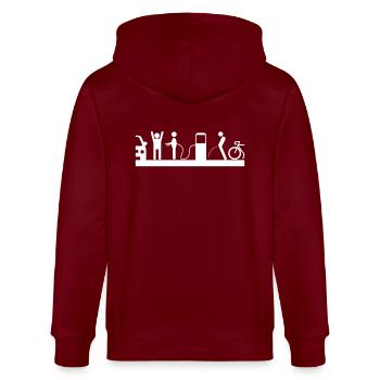 Drôle de vélo voiture stations-service design cadeau - Veste à capuche bio CULTIVATOR Stanley/Stella Unisexe - bordeaux - Dos - Anna (173cm)