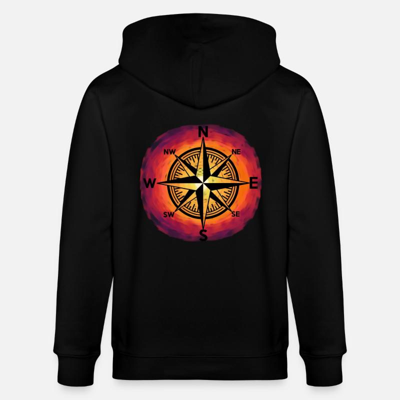 Sunset Windrose Compass Maritim Nautical - Stanley/Stella CULTIVATOR Unisex Organic Hooded Jacket - black