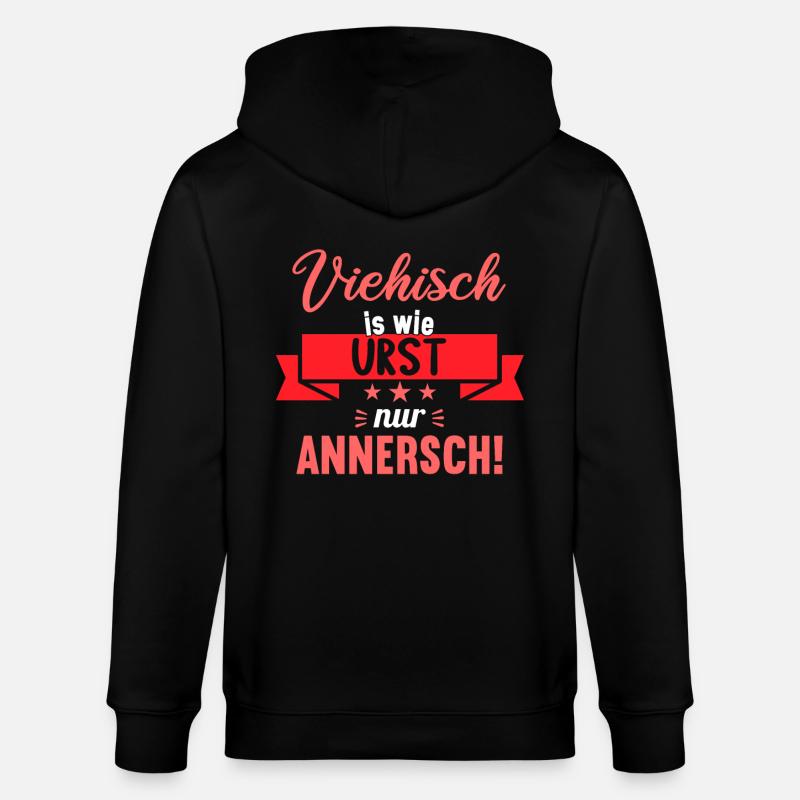 Sächsischer Dialekt Sachsen Sächsische Sprüche - Stanley/Stella Unisex Bio-Kapuzenjacke CULTIVATOR  - Schwarz