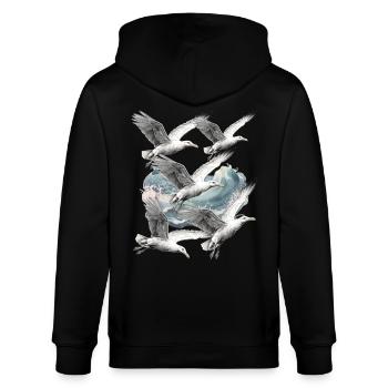 Möwen Möwe Meer Ozean Küste Seevögel - Stanley/Stella Unisex Bio-Kapuzenjacke CULTIVATOR  - Schwarz - Hinten - Anna (173cm)