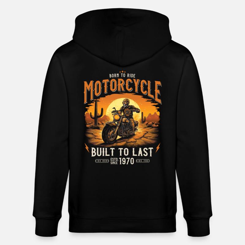 Né en 1970 Motard - Veste à capuche bio CULTIVATOR Stanley/Stella Unisexe - noir