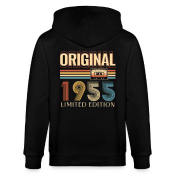 70. Geburtstag 70 Jahre Original 1955 - Stanley/Stella Unisex Bio-Kapuzenjacke CULTIVATOR  - Schwarz - Hinten - Anna (173cm)