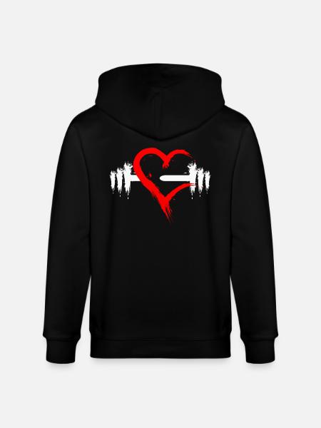 Dumbbell with heart - Stanley/Stella CULTIVATOR Unisex Organic Hooded Jacket - black