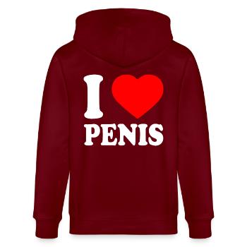I love penis - Veste à capuche bio CULTIVATOR Stanley/Stella Unisexe - bordeaux - Dos - Anna (173cm)