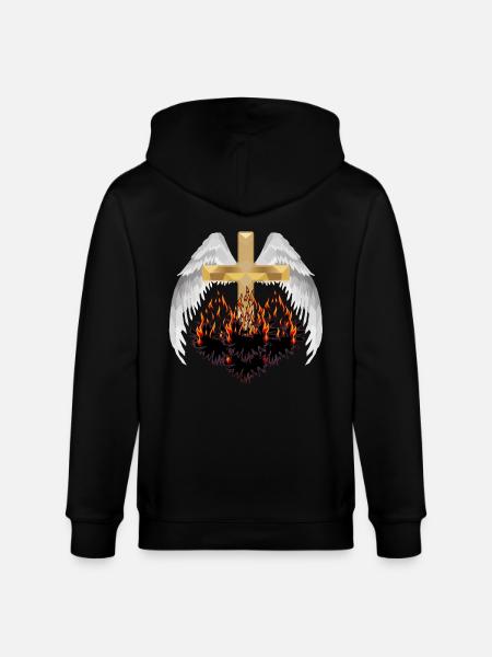 Kryds himlen helvede hinsides reinkarnation Satan - Stanley/Stella økologisk unisex-hættejakke CULTIVATOR  - sort