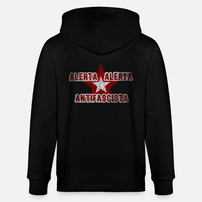 Spruch Stern Antifa - Stanley/Stella Unisex Bio-Kapuzenjacke CULTIVATOR  - Schwarz